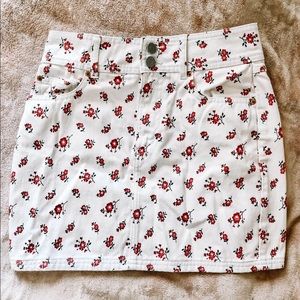 Urban Outfitters White Floral Denim Skirt